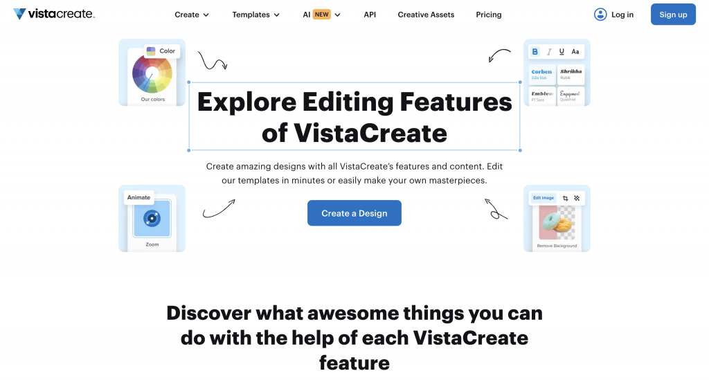 Screenshot of VIstaCreate's AI homepage